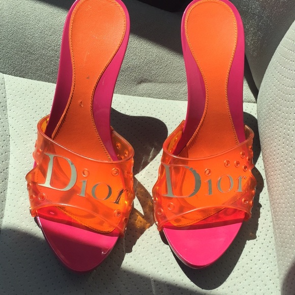 orange pink heels